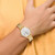 Charles-Hubert Stainless Steel Yellow Ion-Plated Silver-Tone Dial with Date Watch, 42 mm, Quartz - View 5