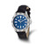Mason Sales Stainless Steel Black Leather Band Blue Dial Watch, 39 mm, Quartz