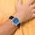 Mason Sales Stainless Steel Black Leather Band Blue Dial Watch, 39 mm, Quartz - View 5