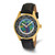 Mason Sales Stainless Steel Yellow Ion-Plated World Map Dial Leather Band Watch, 40 mm, Quartz