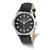 Mason Sales Stainless Steel Black Dial Black Leather Band Watch, 42 mm, Quartz