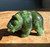 Natural Canadian Jade Grizzly Bear with Jade Fish Figurine 1.25 inch