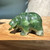 Natural Canadian Jade Grizzly Bear with Jade Fish Figurine 1.25 inch