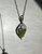 Natural Canadian Nephrite Jade Leaf and Silver Infinity Pendant 9x6mm
