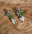 Natural Canadian Nephrite Jade Leaf with Zircon Earrings Sterling Silver