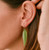 Natural Nephrite Jade Earrings Leaf 11.5x43mm Sterling Silver
