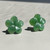 Natural Nephrite Jade Flower Earrings, Forget Me Knot 13mm Sterling Silver