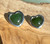Natural Jade Large Silver Heart Earrings 16mm