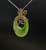 Natural Nephrite Jade Oval Butterfly Pendant Gold-Plated Silver CZ 45mm