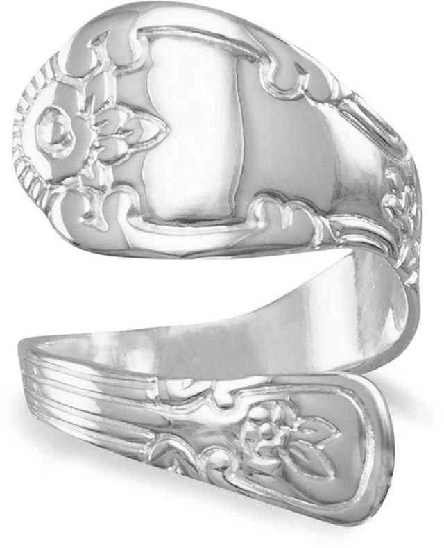 Polished sterling silver spoon ring