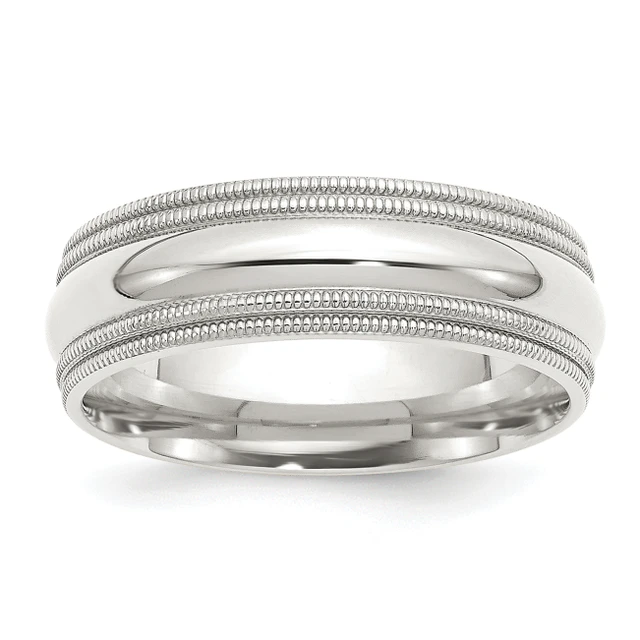 Sterling silver comfort fit double milgrain band