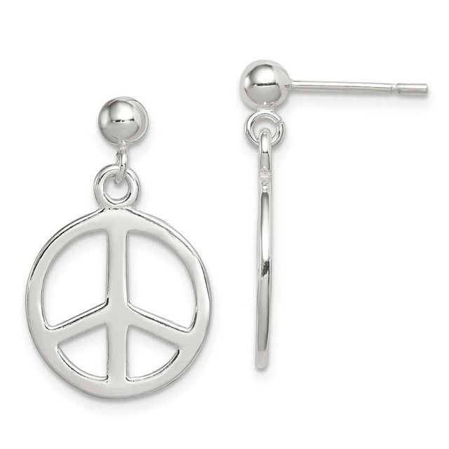 Sterling silver peace sign dangle earrings