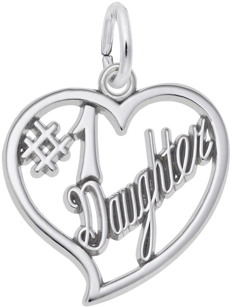 #1 Daughter Charm by Rembrandt 10K or 14K Gold or Sterling Silver - Picture 4 of 4