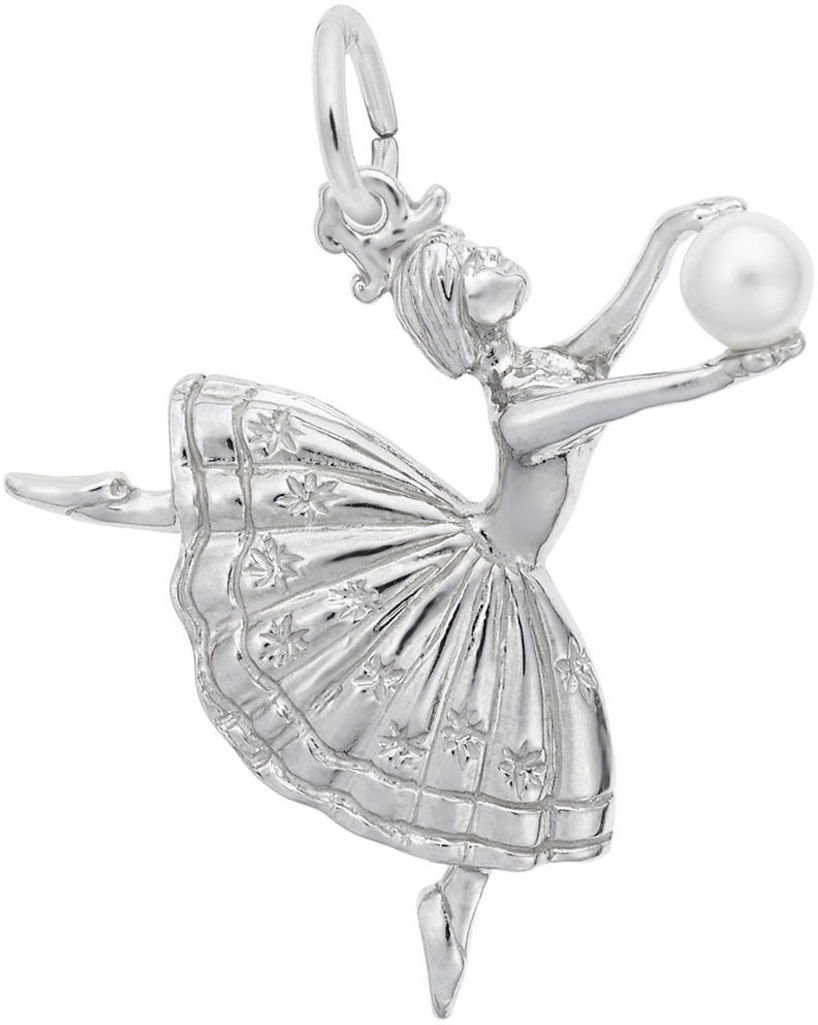 Dancer w/ Simulated Pearl Charm by Rembrandt 10K or 14K Gold or Sterling Silver - Picture 4 of 4