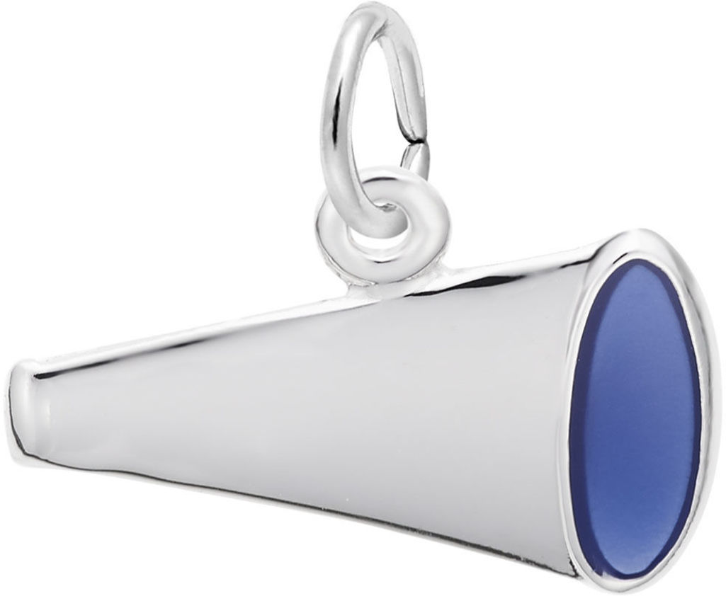 10K or 14K Gold Flat Painted Megaphone Charm w/ Blue Enamel by Rembrandt - Picture 3 of 3