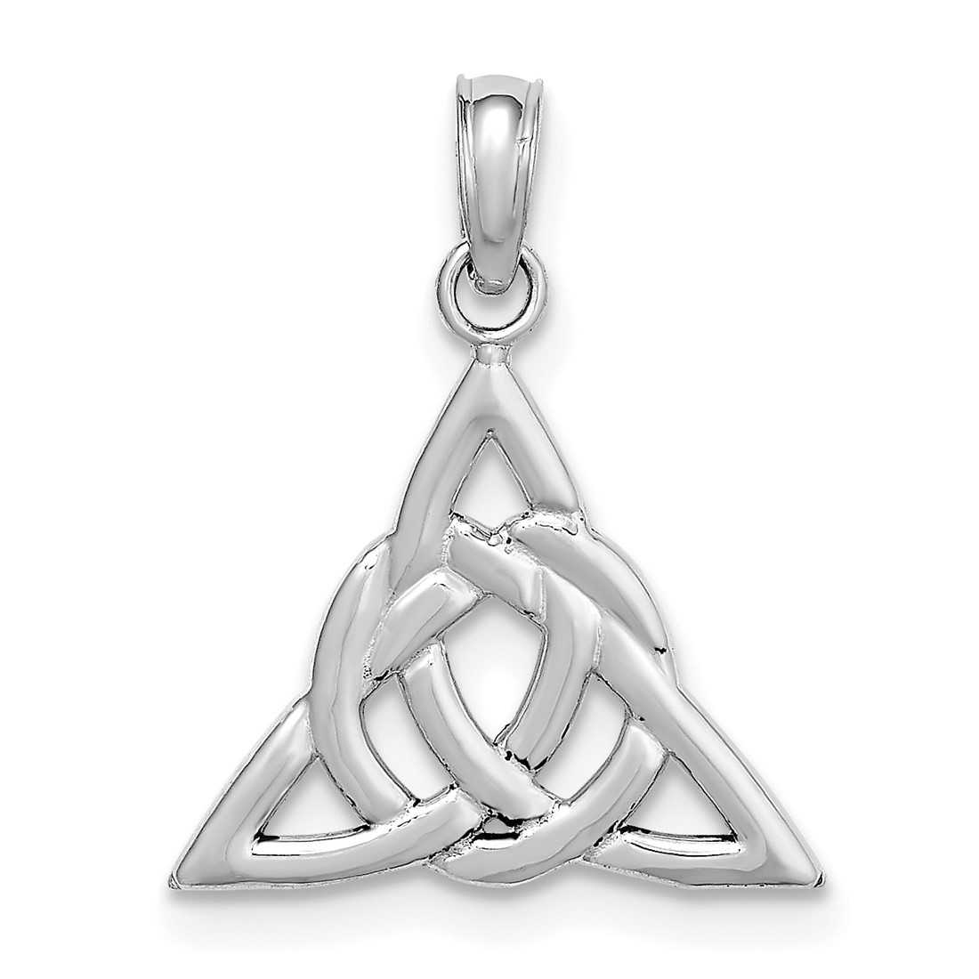 14K White Gold Small Celtic Trinity Knot Pendant at BillyTheTree
