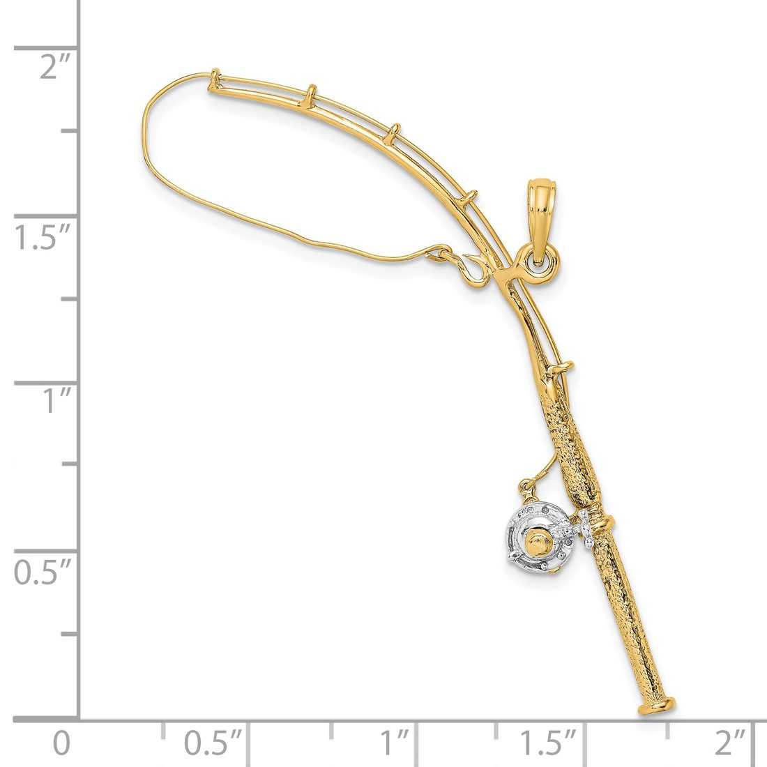 14K Yellow Gold and Rhodium 3-D Moveable Fishing Pole w/ Reel Pendant at  BillyTheTree Jewelry
