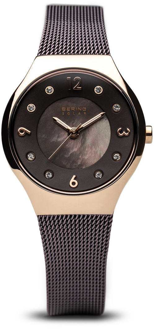 Bering Time Watch - Solar - Womens Polished Rose Gold-Tone 