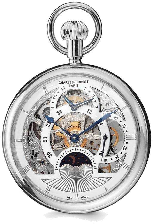 Charles Hubert Stainless Steel Open Face Skeleton Dual Time  display picture 3