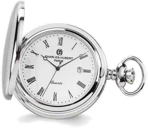 Charles Hubert Stainless Steel Wave Design Pocket Watch by Charles