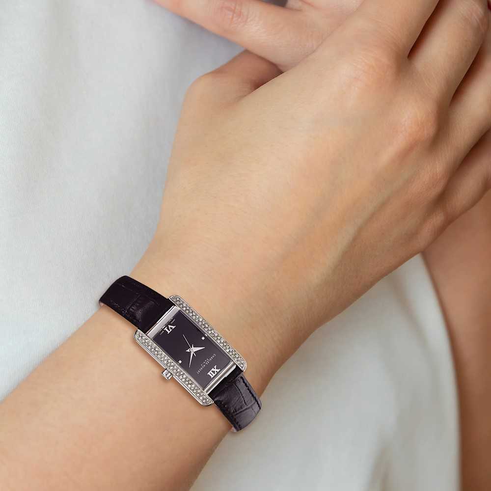 Ladies Charles Hubert Leather Band Black Dial 21x30mm Watch  display picture 1