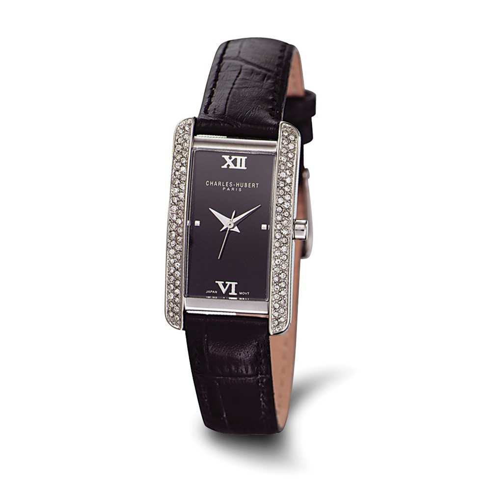 Charles Hubert Ladies Black Leather Band Watch Ladies Charles Hubert Stainless Black Leather 40x23mm Watch  main image 4