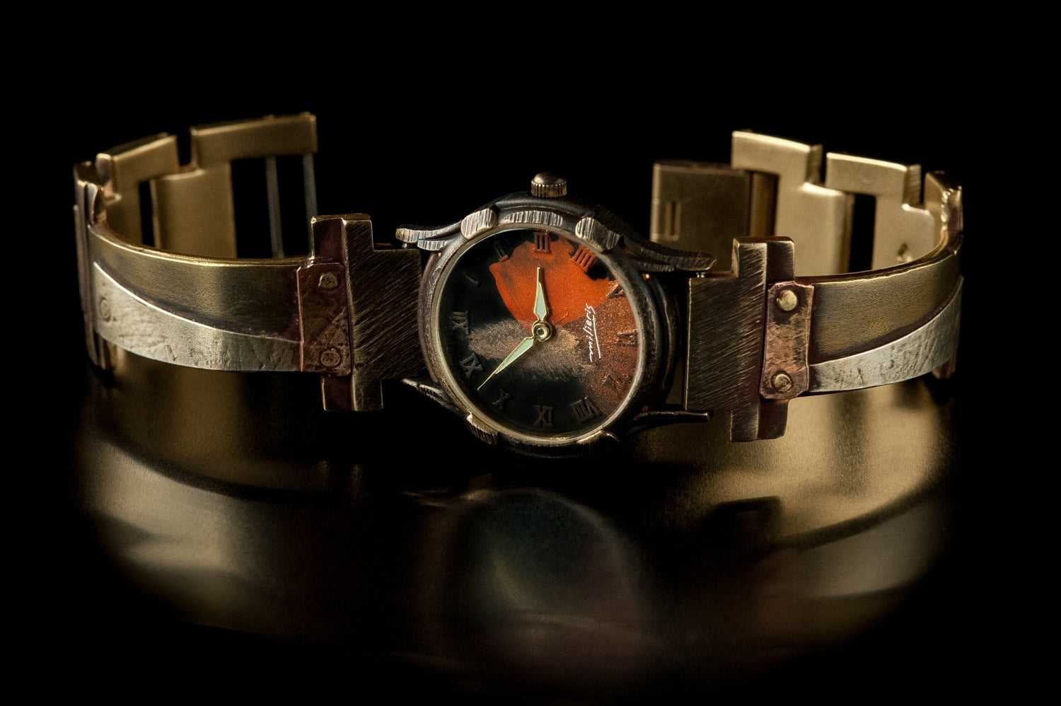 Stylish Watchcraft unisex bracelet/watch Golan Three-Tone Narrow WatchCraft Handmade Watch by  main image 3