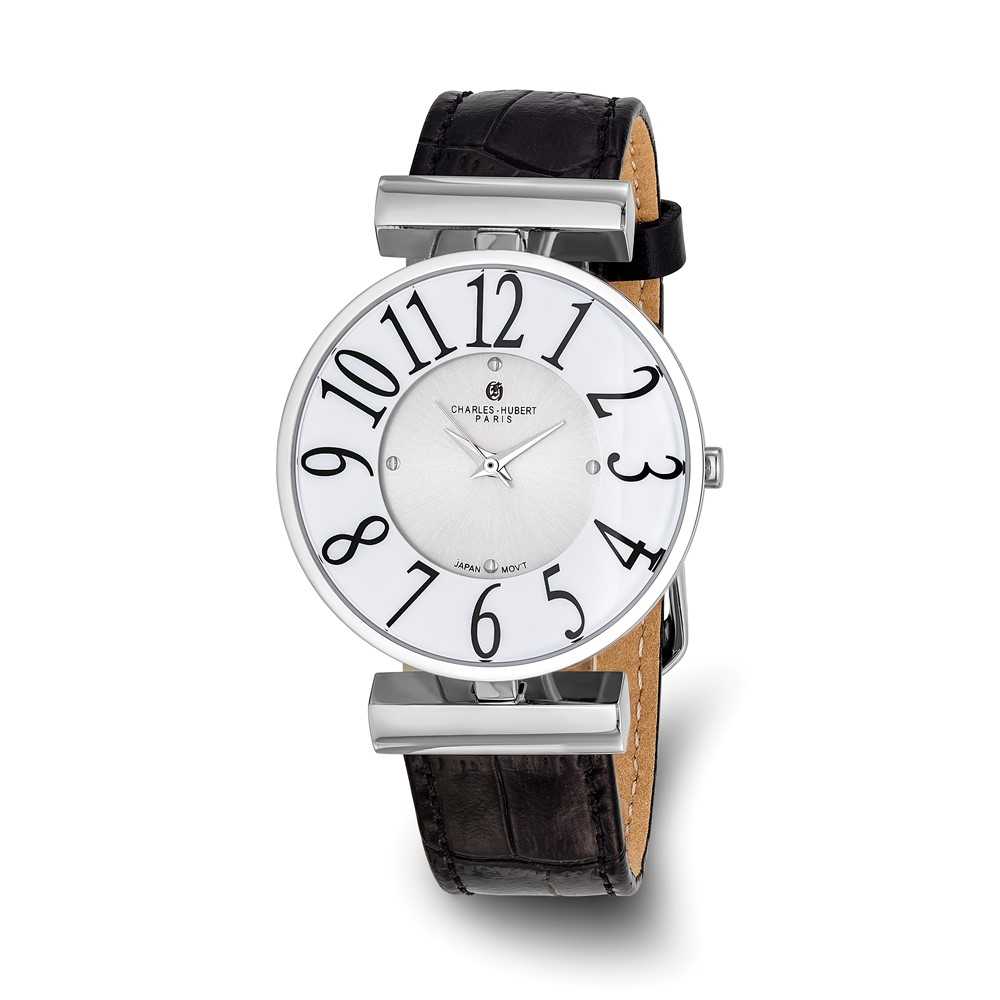 Charles Hubert Ladies Stainless Steel & Leather White Dial Watch Charles Hubert Stainless Dual Time Watch With Leather Band  main image 2
