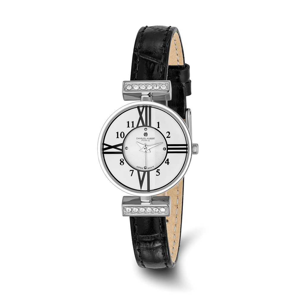 Charles Hubert Ladies Stainless Steel & Leather White Dial Watch Charles Hubert Stainless Dual Time Watch With Leather Band  main image 4