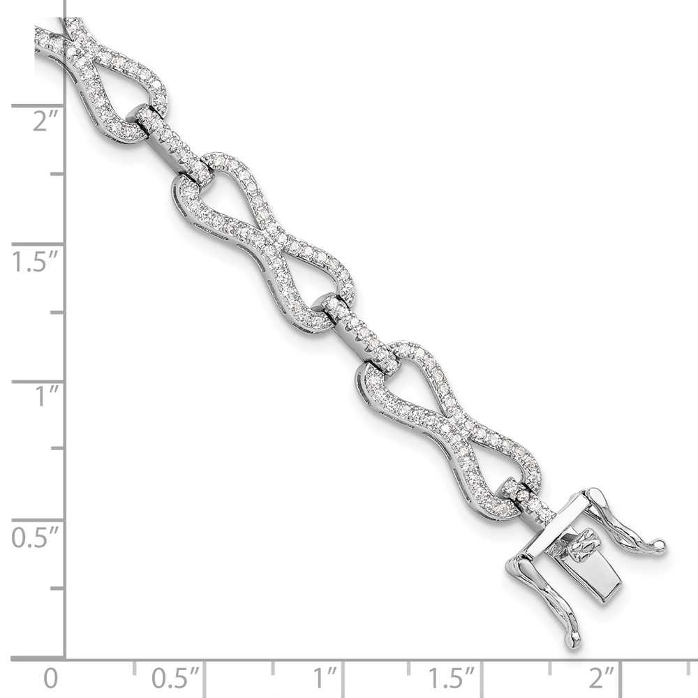 Sterling Silver Rhodium-plated CZ Infinity Link Bracelet at
