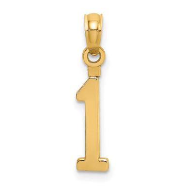 10k Yellow Gold Number 1 Block Pendant at BillyTheTree Jewelry