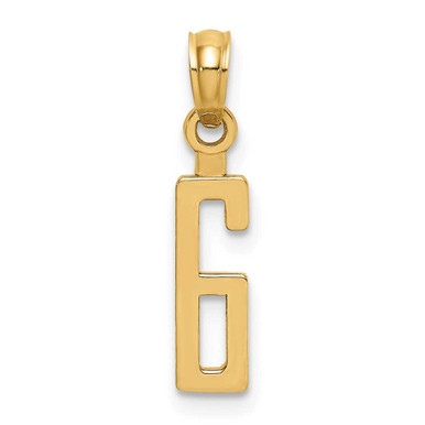 10k Yellow Gold Number 6 Block Pendant at BillyTheTree Jewelry