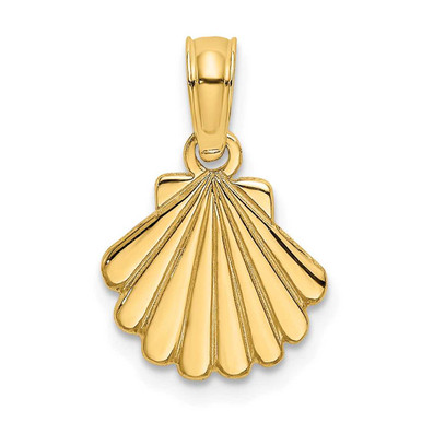 Large Gold Shell 10K Yellow Gold Polished and Engraved Shell Pendant at BillyTheTree Jewelry