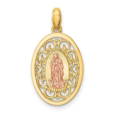 14k Two-tone Gold Our Lady of Guadalupe Pendant at BillyTheTree Jewelry