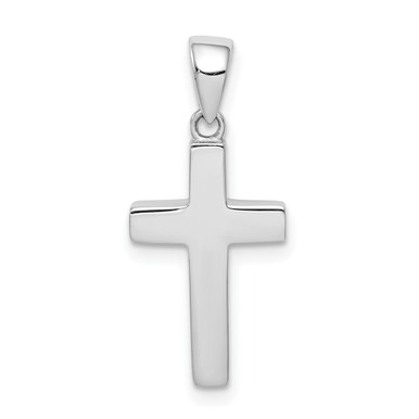 14k White Gold Flat Design Cross Pendant