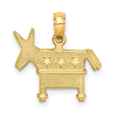 Donkey Rope Gold 14K Yellow Gold 3-D Textured & Democratic Donkey Pendant at ...