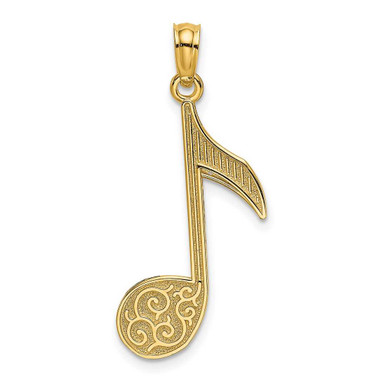 14K Yellow Gold Music Note Pendant K3498 at BillyTheTree Jewelry