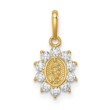 14K Yellow Gold Our Lady Of Guadalupe CZ Pendant at BillyTheTree Jewelry