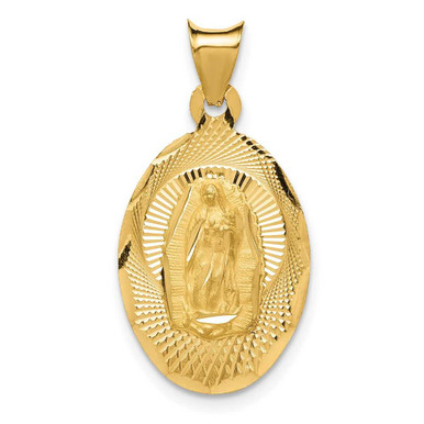 14K Yellow Gold Our Lady Of Guadalupe Pendant at BillyTheTree Jewelry