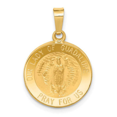 14K Yellow Gold Polished & Satin Our Lady Of Guadalupe Medal Pendant ...