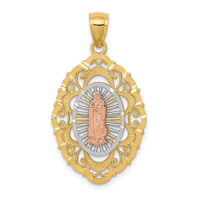 14K Yellow, White & Rose Gold Our Lady Of Guadalupe Pendant at ...
