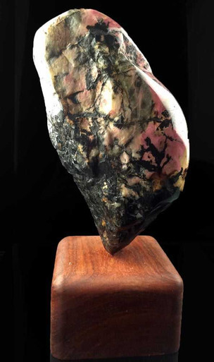 Genuine Natural Pink Rhodonite Specimen on Wooden Base 5.4lbs Polished ...