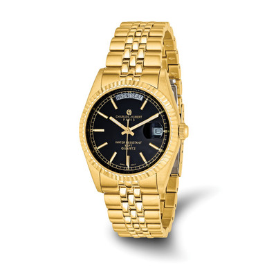 Charles Hubert Ladies Gold-plated, Champagne Dial Round Analog Watch Charles Hubert Ladies Gold Finish Gold Dial Chain Bracelet  main image 3
