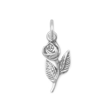 Silver or Gold Rose with Stem Charm main image 1