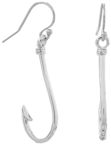 Sterling Silver Rhodium-plated Fish Hook Earrings at BillyTheTree