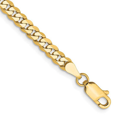 14K Yellow Gold 9 inch 3.9mm Flat Beveled Curb with Lobster Clasp Chain ...