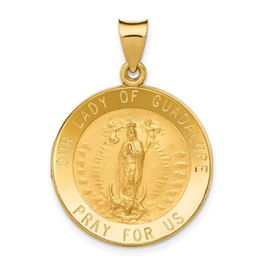 14K Yellow Gold Polished/Satin Our Lady of Guadalupe Medal Hollow ...