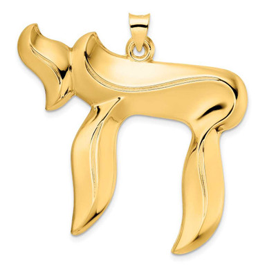 14K Yellow Gold Polished Solid Chai Symbol Pendant XR1999 at ...