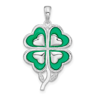 Sterling Silver Polished Enameled 4-Leaf Clover Pendant at BillyTheTree ...