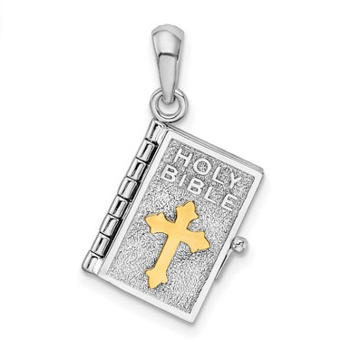 Sterling Silver Polished 3D Lords Prayer Holy Bible Pendant at ...